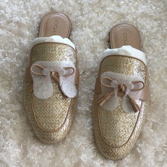 - Sz 11B Coach Stassi Metallic Raffia slide..NWB. - Picture 4 of 6